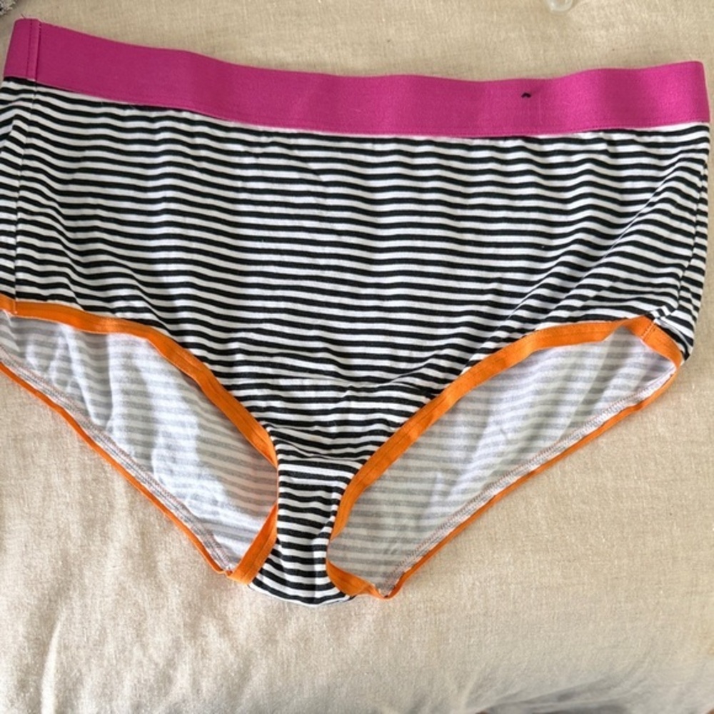 Striped Women's Panties - Fuchsia, Black, White, and Orange